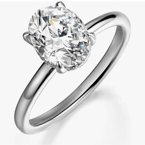 2CT Moissanite Engagement Ring 18k White Gold Plated Sterling Silver Ring 7